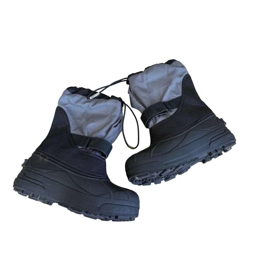 Columbia Powderbug Plus II Youth Snow Boots Black Graphite Sz 4 Winter Excellent